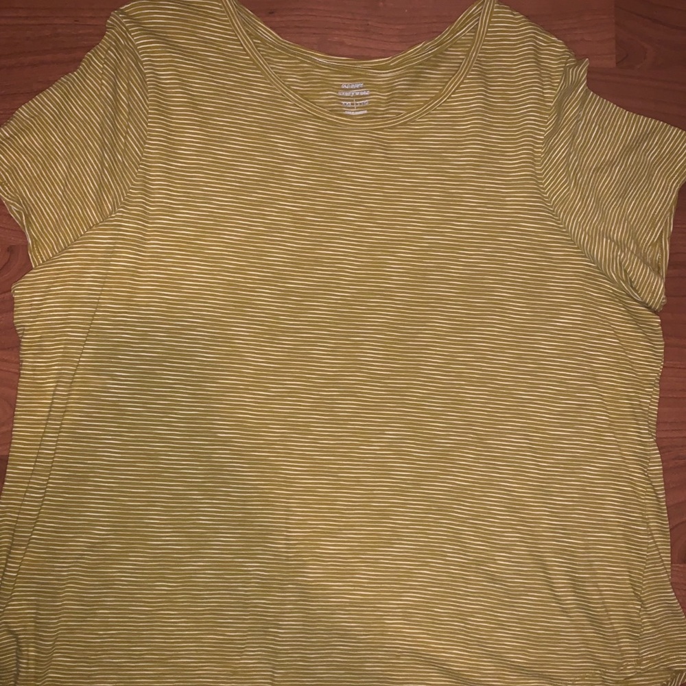adorable mustard and white striped tee